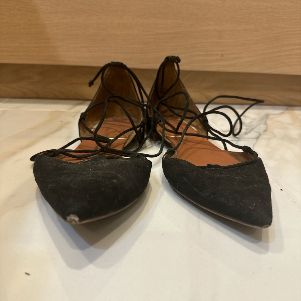 Elegant Black Women's Lace-Up Flats